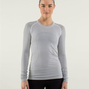 Lululemon Swiftly Tech Longsleeve Full Length Striped Grey Purple Black White